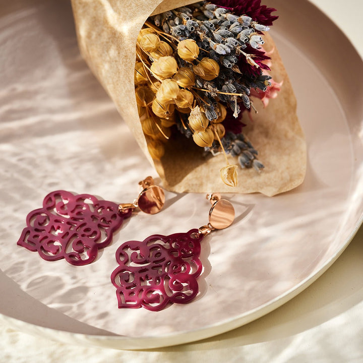 handmade OHRRINGE NAIROBI burgundy - UnikateSchmuck