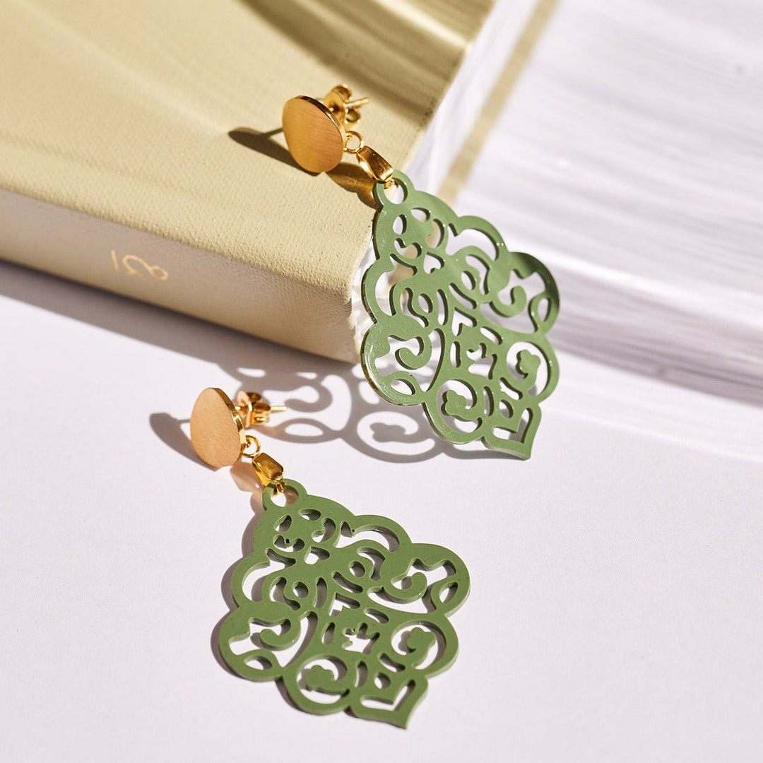 OHRRINGE NAIROBI handmade olive green - UnikateSchmuck