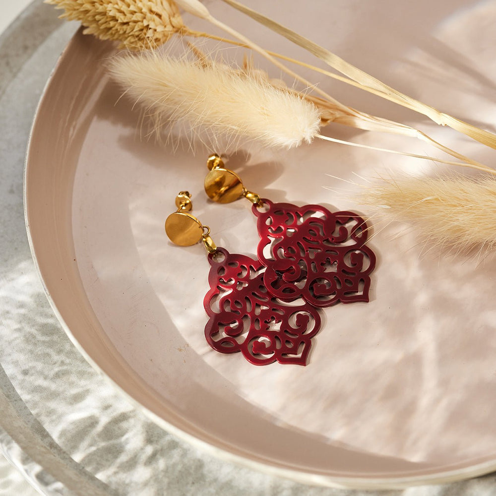 OHRRINGE NAIROBI handmade wine red - UnikateSchmuck